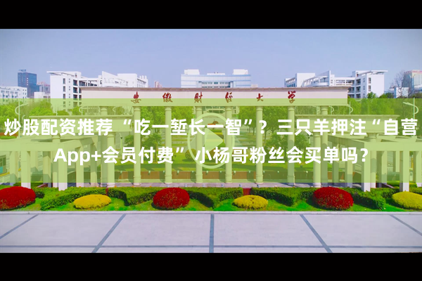 炒股配资推荐 “吃一堑长一智”？三只羊押注“自营App+会员付费” 小杨哥粉丝会买单吗？