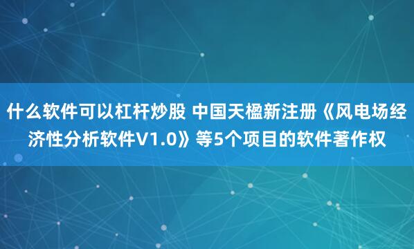 什么软件可以杠杆炒股 中国天楹新注册《风电场经济性分析软件V1.0》等5个项目的软件著作权