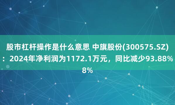股市杠杆操作是什么意思 中旗股份(300575.SZ)：2024年净利润为1172.1万元，同比减少93.88%